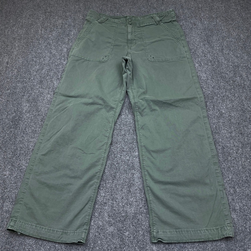 American Eagle Stovepipe Wide Leg Pants Women 12 Green Utility Cargo Military